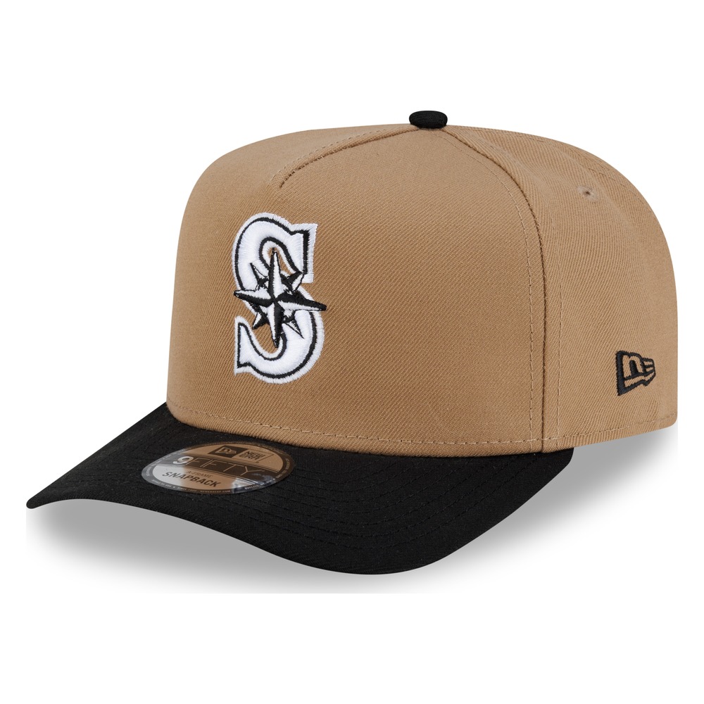 Seattle Mariners Khaki and Black New Era 9FIFTY A-Frame Snapback Hat