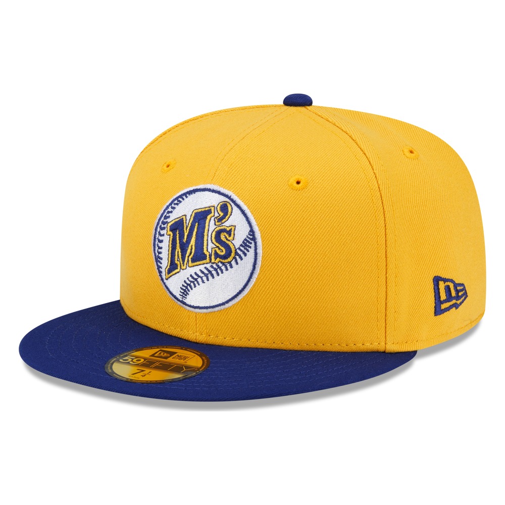 Seattle Mariners Yellow and Royal M's Logo New Era 59FIFTY Fitted Hat