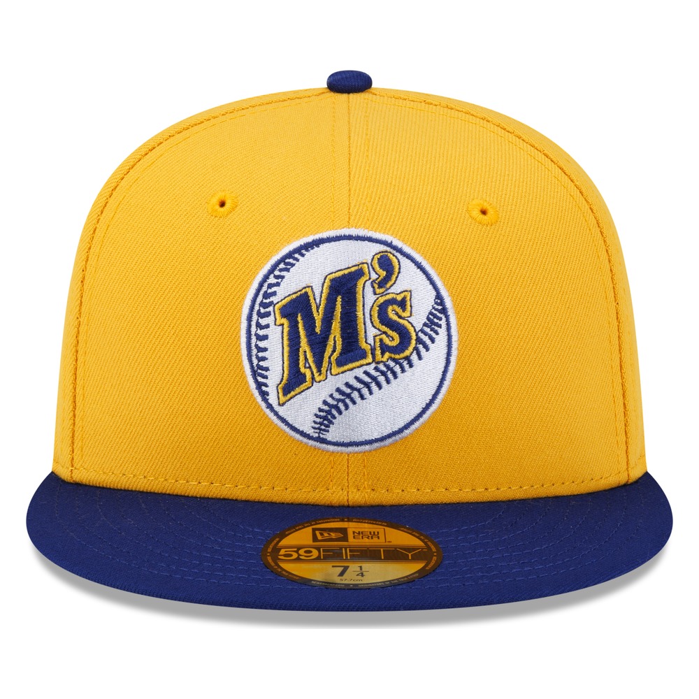 Seattle Mariners Yellow and Royal M's Logo New Era 59FIFTY Fitted Hat