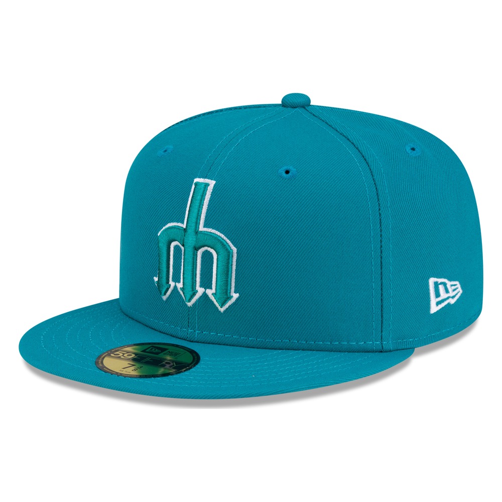 Seattle Mariners Teal Tonal Trident Logo New Era 59FIFTY Fitted Hat