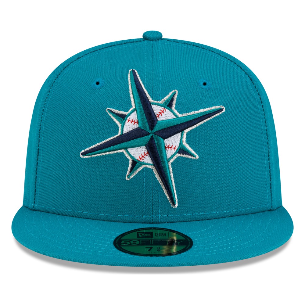 Seattle Mariners Teal Tonal Compass Logo New Era 59FIFTY Fitted Hat