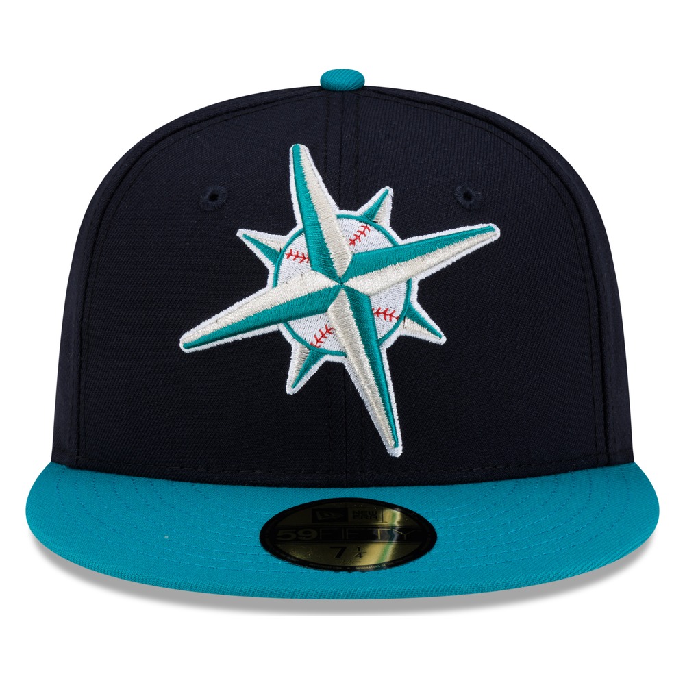 Seattle Mariners Navy and Teal Compass Logo New Era 59FIFTY Fitted Hat