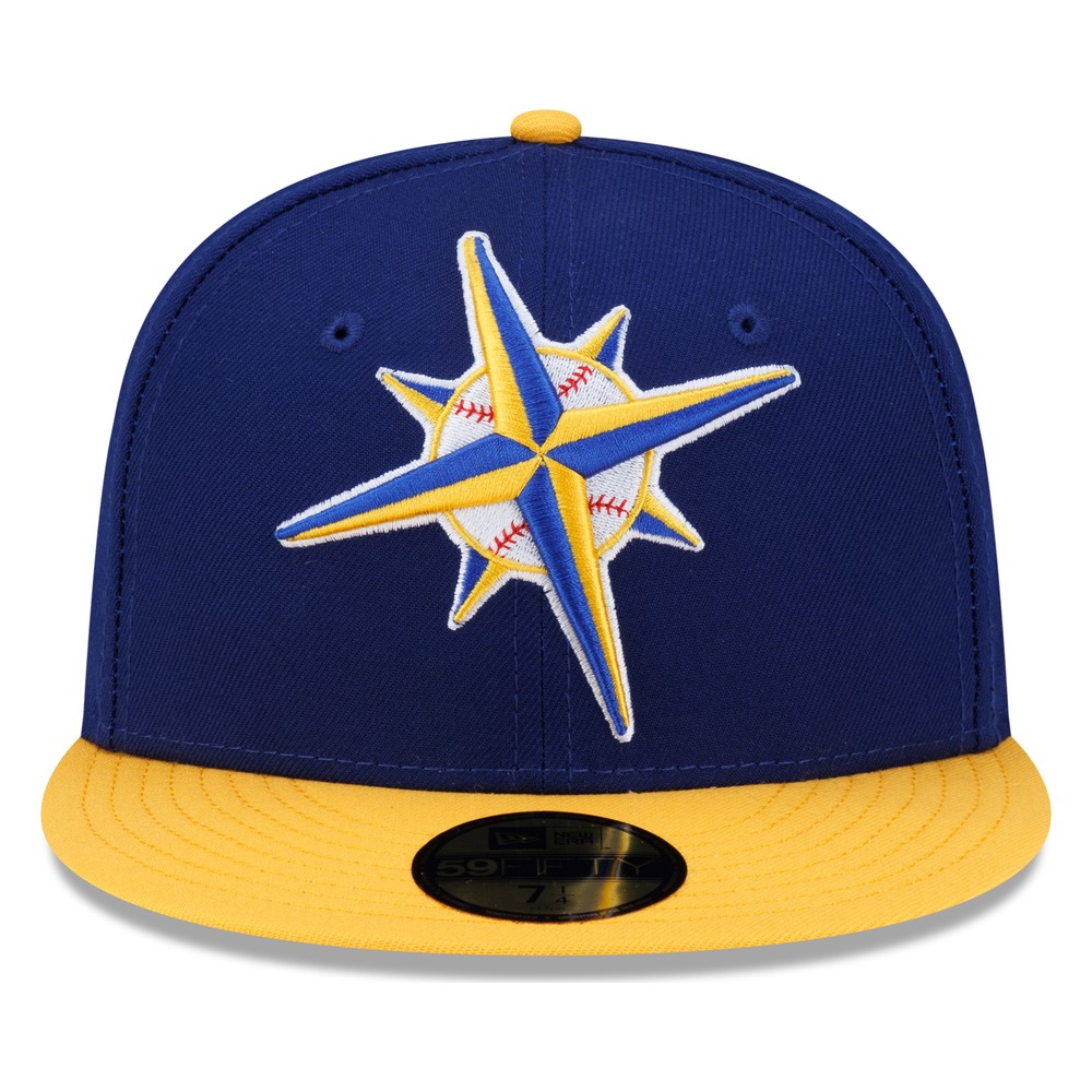 Seattle Mariners Blue and Gold Compass Logo New Era 59FIFTY Fitted Hat