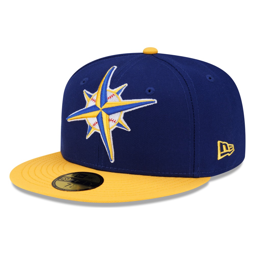 Seattle Mariners Blue and Gold Compass Logo New Era 59FIFTY Fitted Hat