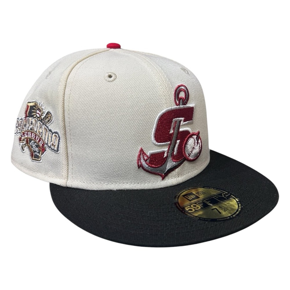 Stockton Ports Chrome and Black Metallic Logo California League Patch Grey UV New Era 59FIFTY Fitted Hat