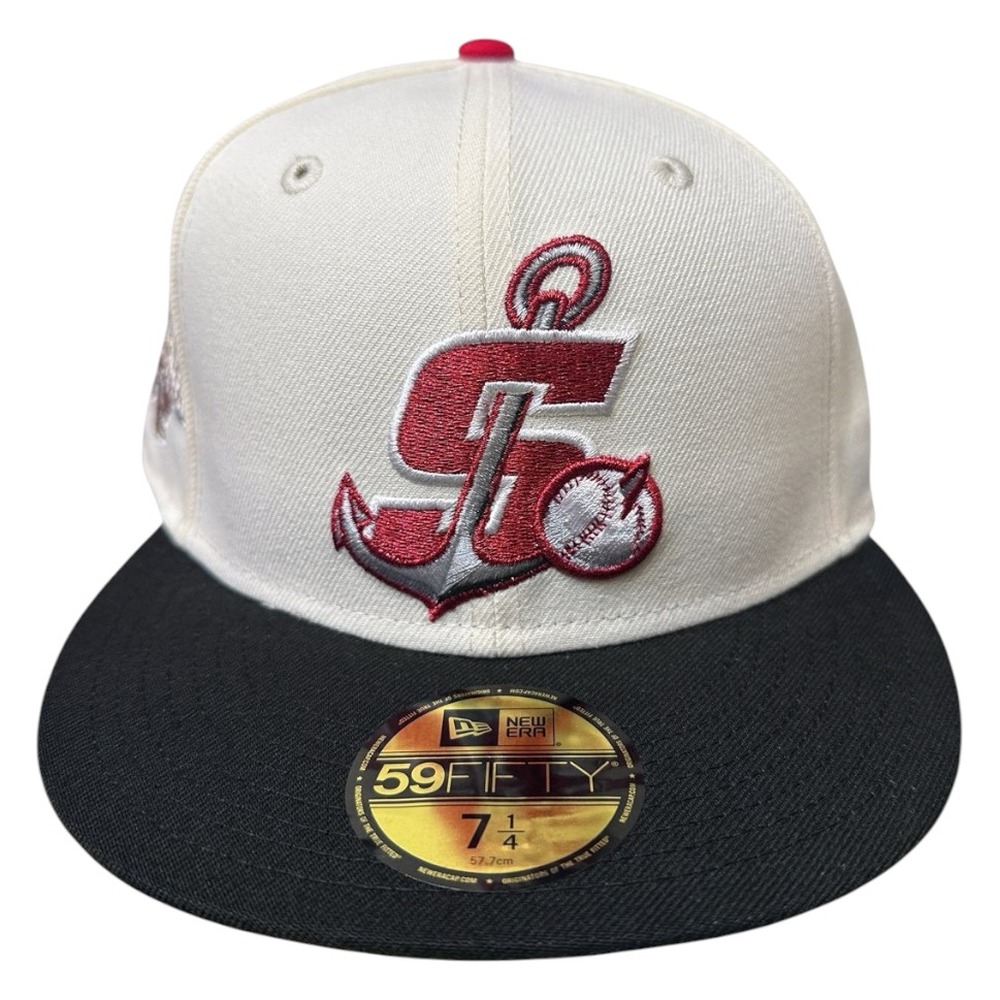 Stockton Ports Chrome and Black Metallic Logo California League Patch Grey UV New Era 59FIFTY Fitted Hat