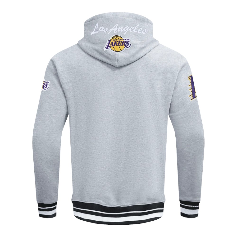 Los Angeles Lakers Heather Gray Team Badge Pro Standard Rib FLC PO Hoodie