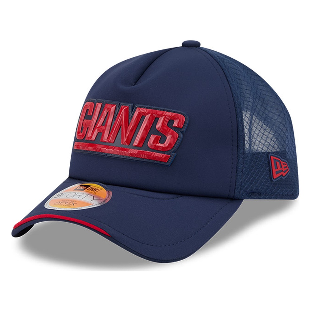 New York Giants Navy Historic Throwback 2026 NFL Sideline Era 9FORTY Apex Adjustable Trucker Hat
