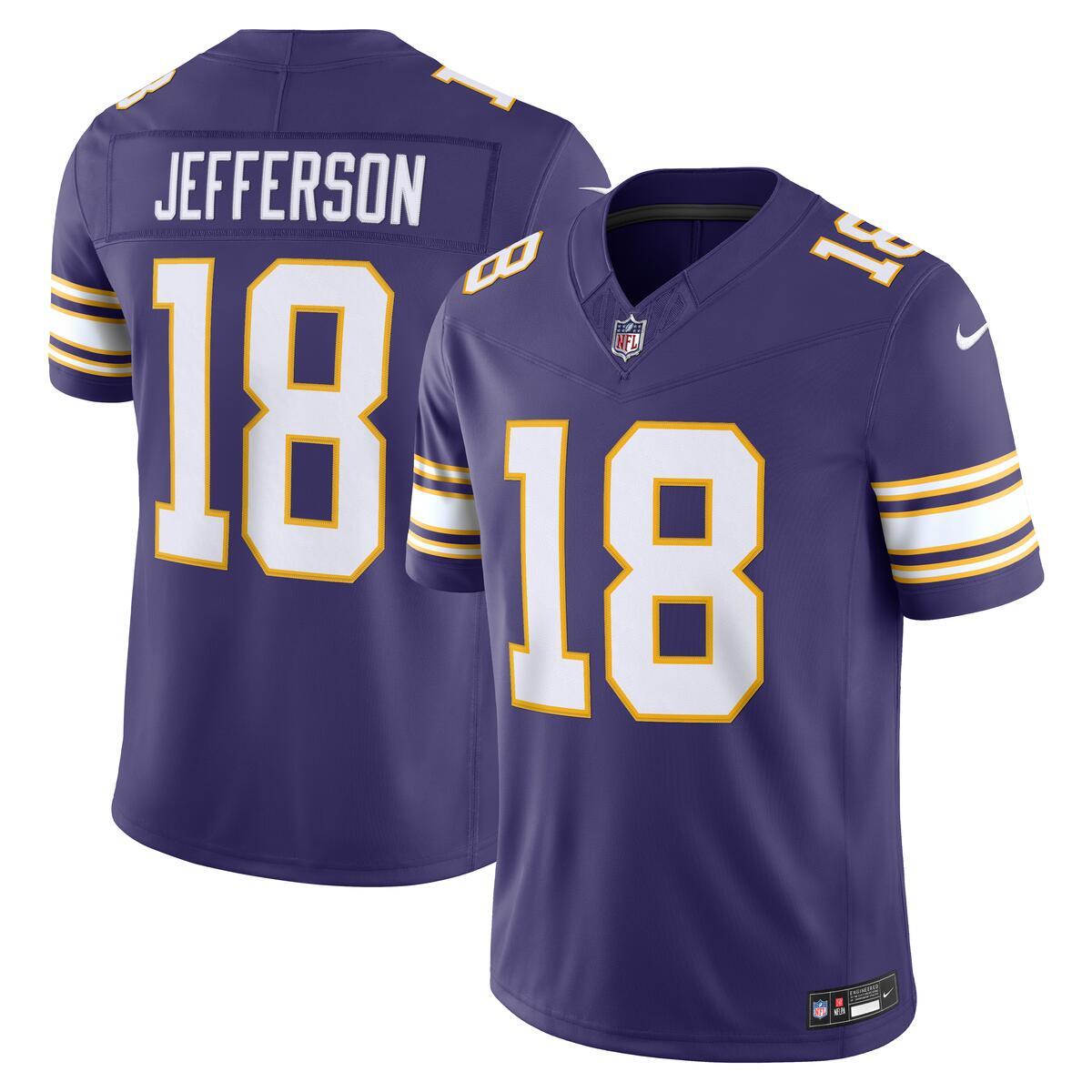 Minnesota Vikings Justin Jefferson Purple Alternate Nike Vapor F.U.S.E Stitched Limited Jersey