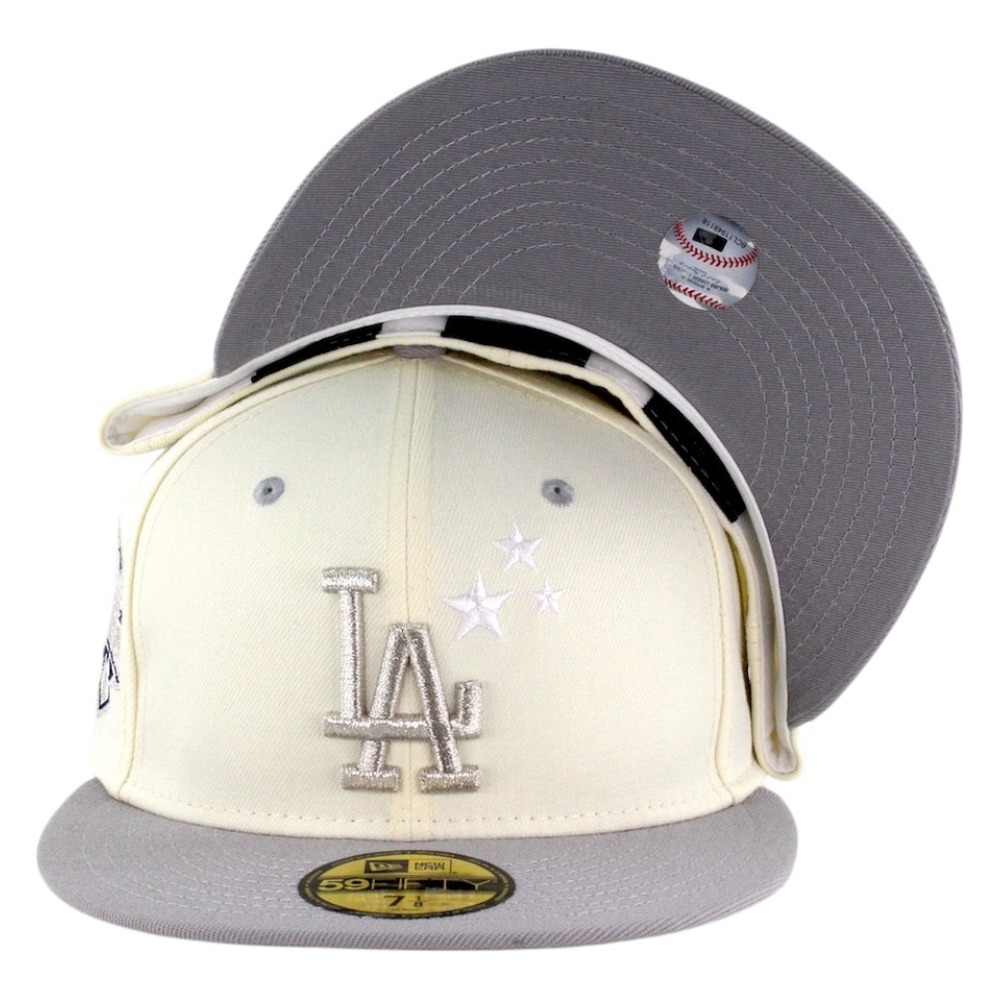 Los Angeles Dodgers Chrome and Grey Stars Back to Patch New Era 59FIFTY Fitted Hat
