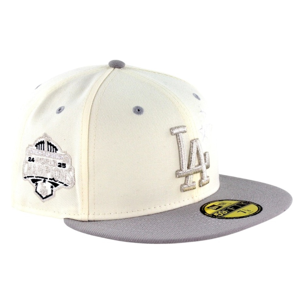 Los Angeles Dodgers Chrome and Grey Stars Back to Patch New Era 59FIFTY Fitted Hat