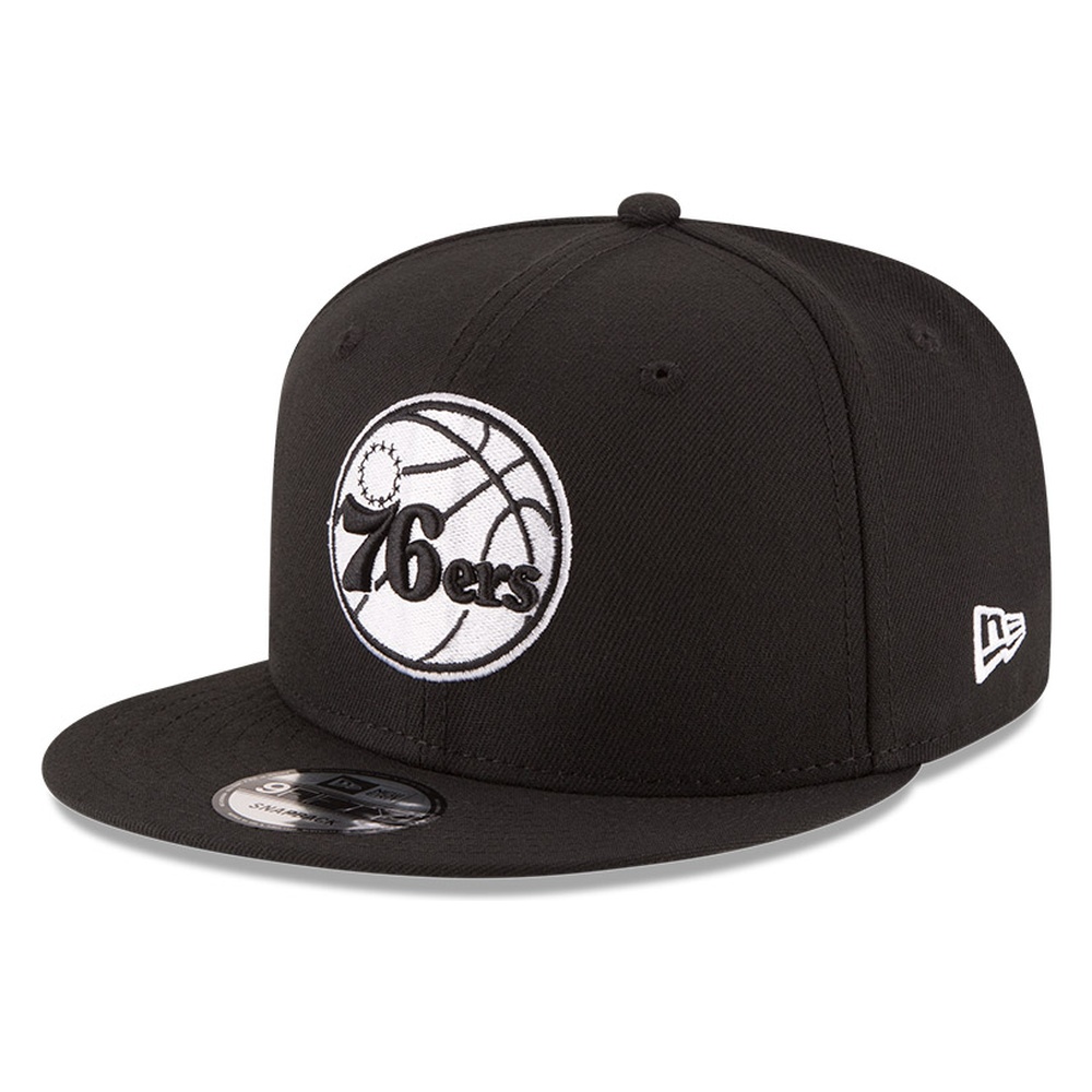 Philadelphia 76ers Black and White Basic New Era 9FIFTY Snapback Hat