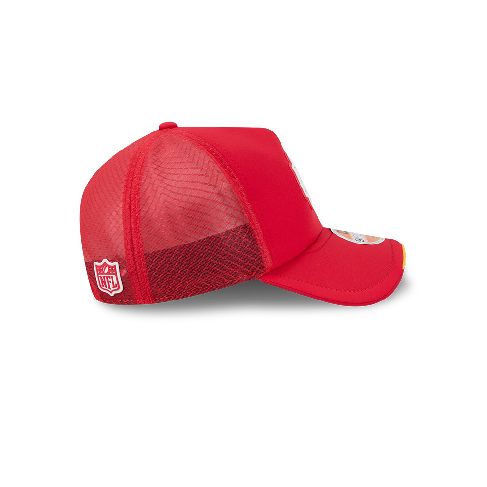 Kansas City Chiefs Red 2026 NFL Sideline New Era 9FORTY Apex Adjustable Trucker Hat