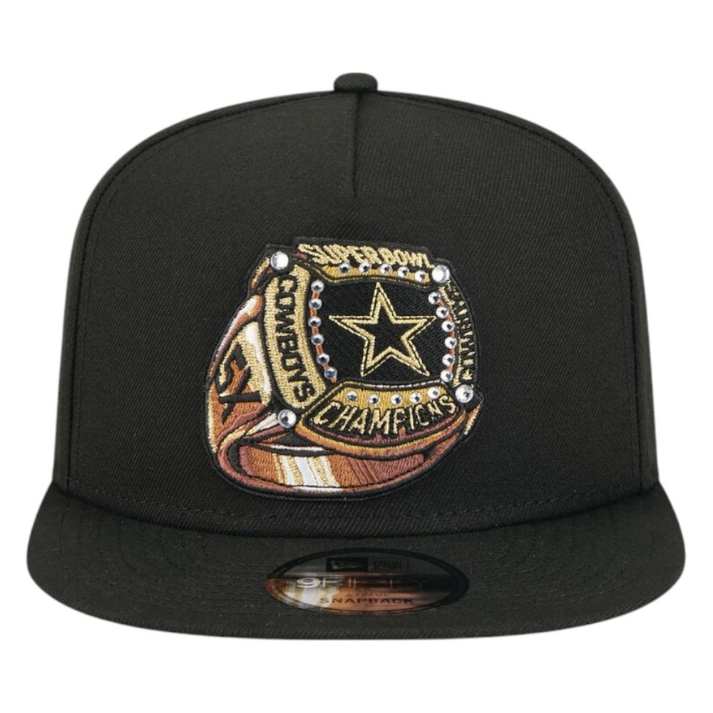 Dallas Cowboys Black Super Bowl Ring New Era 9FIFTY A-Frame Adjustable Hat
