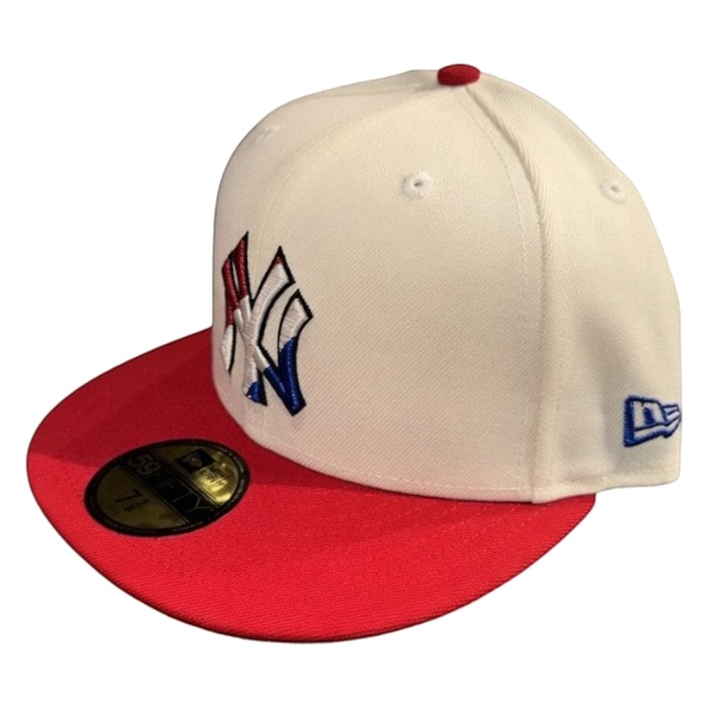 New York Yankees Chrome Scarlet Puerto Rico Flag Patch Gray UV Era 59FIFTY Fitted Hat