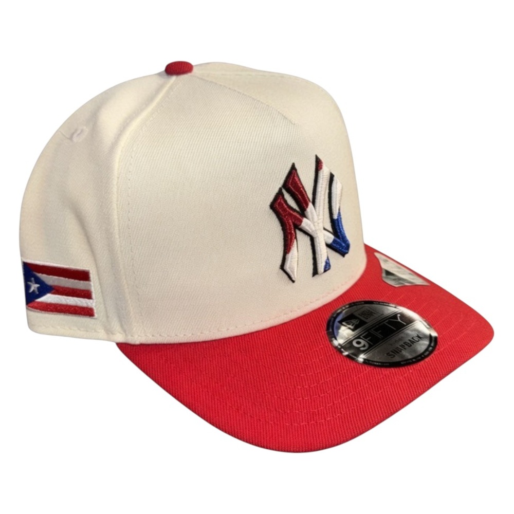 New York Yankees Chrome and Scarlet Red Puerto Rico Flag Patch New Era 9FIFTY A-Frame Snapback Hat