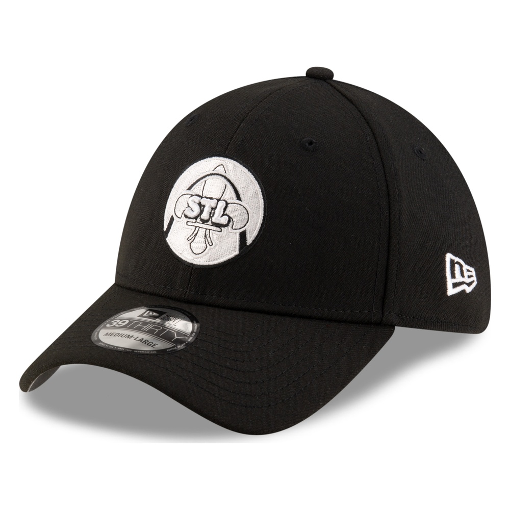 St. Louis Cardinals Black and White City Connect Circle Logo New Era 39THIRTY Stretch Fit Hat