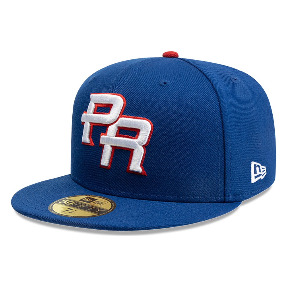 Puerto Rico Royal Blue Flag Patch FBPR Batterman New Era 59FIFTY Fitted Hat