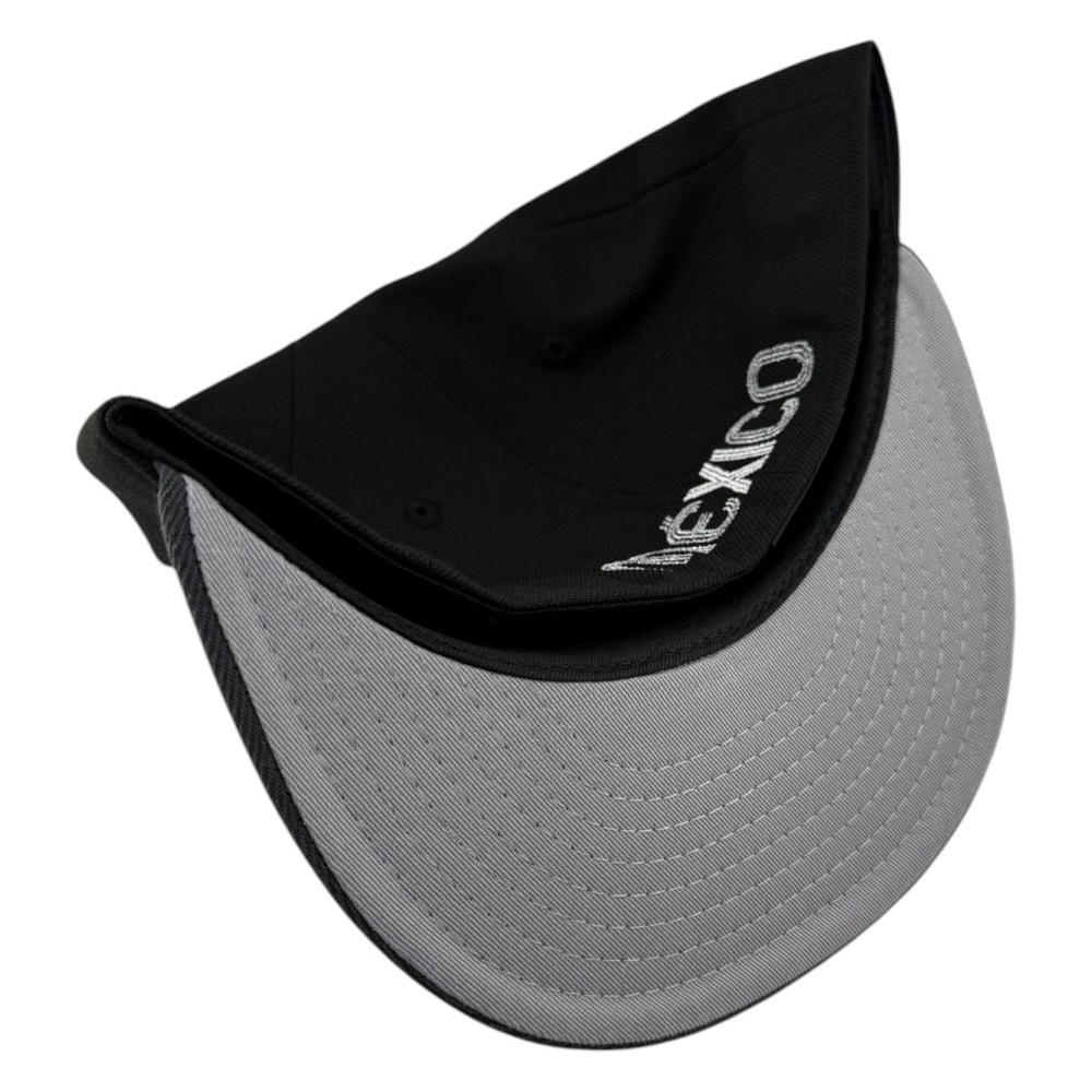 Mexico Black and Charcoal Two Tone Silver Metallic Logo Flag Patch New Era 59FIFTY Fitted Hat