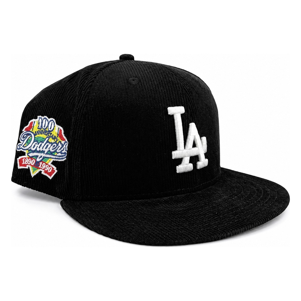 Los Angeles Dodgers Black Corduroy 100th Anniversary Patch New Era 59FIFTY Fitted Hat