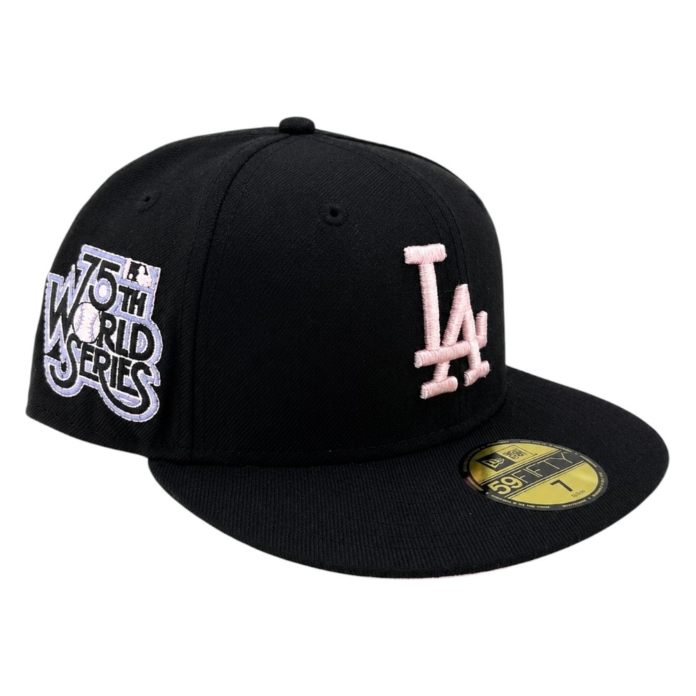 Los Angeles Dodgers Black 75th World Series Pink UV New Era 59FIFTY Fitted Hat