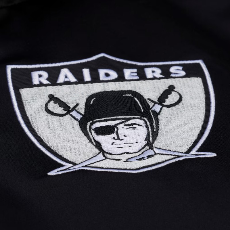 Oakland Raiders Black Walk the Tunnel Hooded Satin Bomber Full-Zip Jacket