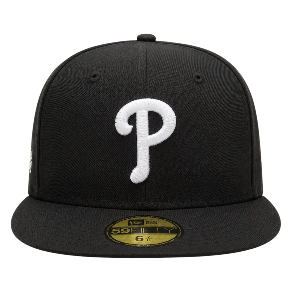 Philadelphia Phillies Black and White 2008 World Series Patch Grey UV New Era 59FIFTY Fitted Hat