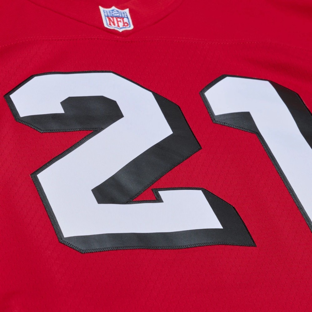 San Francisco 49ers Deion Sanders Scarlet Red Block Numbers 1994 Mitchell & Ness Legacy NFL Jersey
