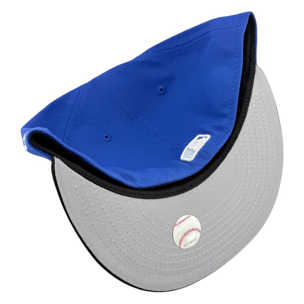 Los Angeles Dodgers Majestic Blue and Black Back to Champs Patch Grey UV New Era 59FIFTY Fitted Hat