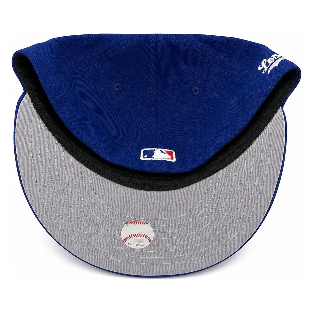 Los Angeles Dodgers Royal Blue Red LA Logo Script Patch Grey UV New Era 59FIFTY Fitted Hat