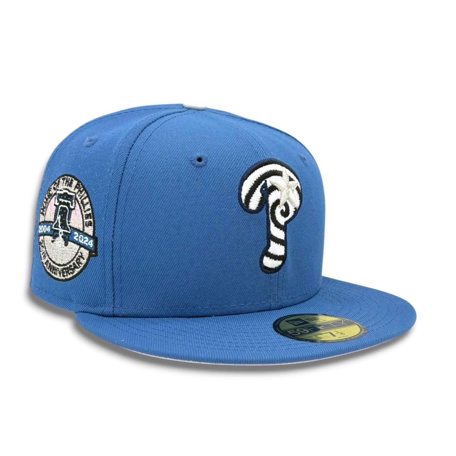 Philadelphia Phillies All Blue Swirl "P" Logo 1996 ASG Patch Pink UV New Era 59FIFTY Fitted Hat