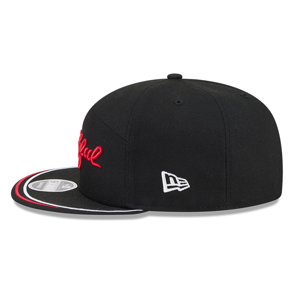 San Francisco 49ers Black "Faithful" Script New Era 9FIFTY Split Panel Snapback Hat