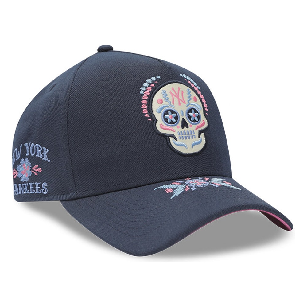 New York Yankees Navy 2026 Day of the Dead New Era 9FORTY A-Frame Trucker Hat