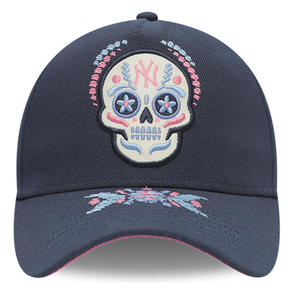 New York Yankees Navy 2026 Day of the Dead New Era 9FORTY A-Frame Trucker Hat