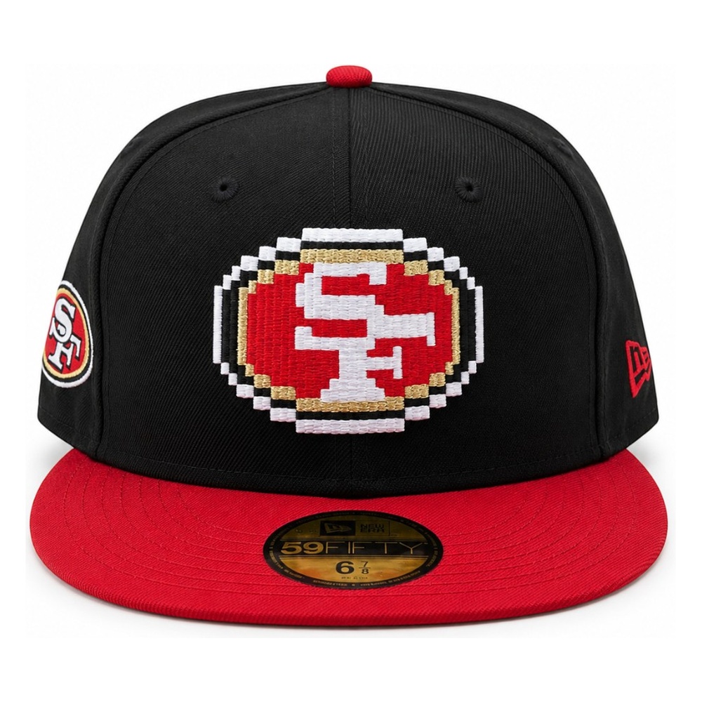 San Francisco 49ers Black and Red Pixelated Logo New Era 59FIFTY Fitted Hat