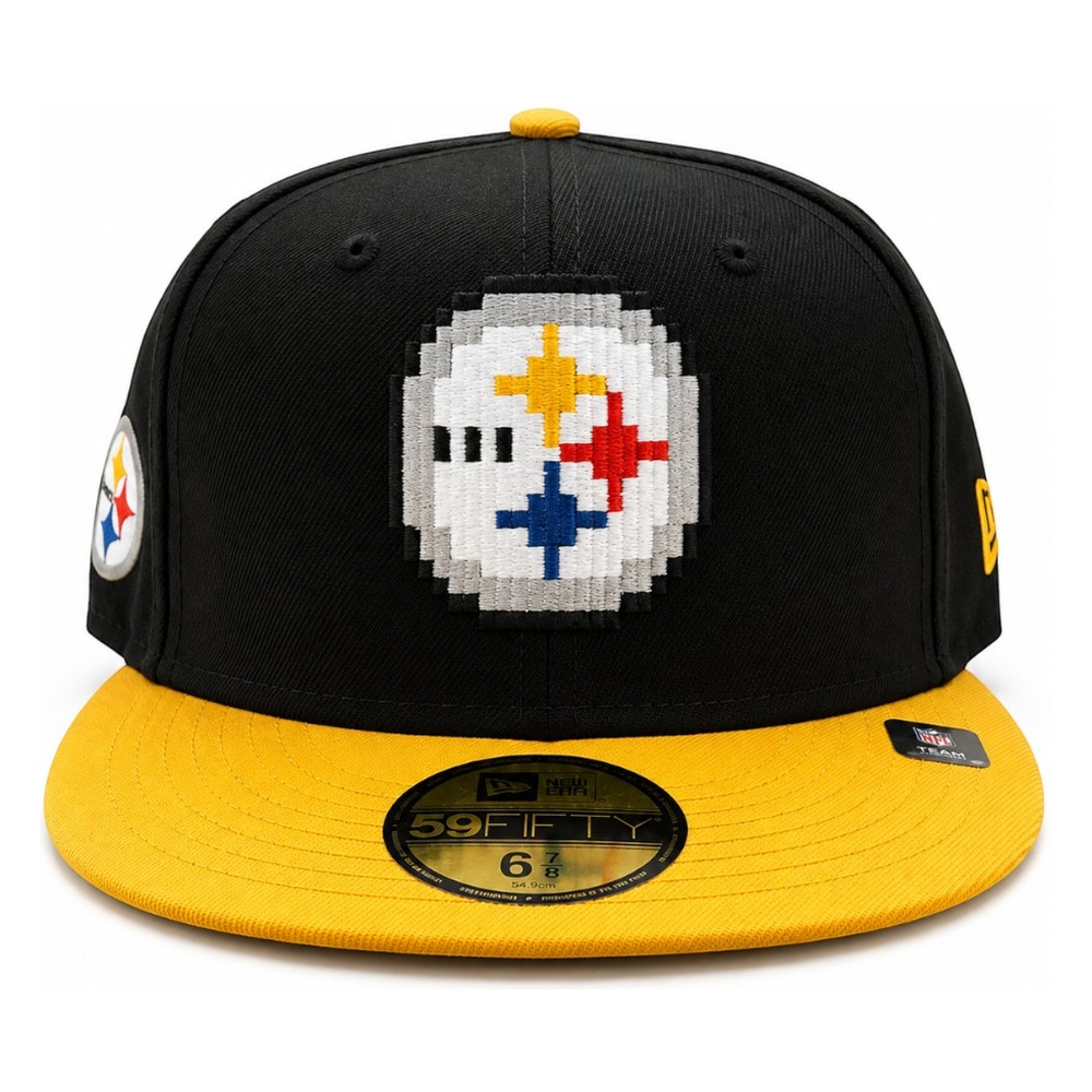 Pittsburgh Steelers Black and Gold Pixelated Logo New Era 59FIFTY Fitted Hat
