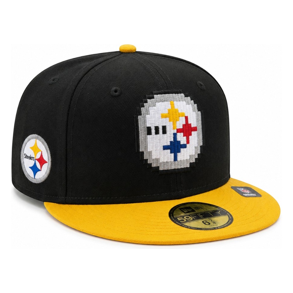 Pittsburgh Steelers Black and Gold Pixelated Logo New Era 59FIFTY Fitted Hat