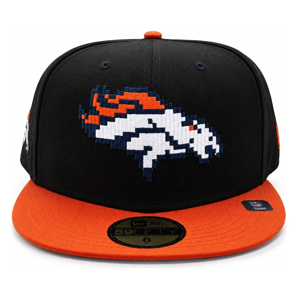 Denver Broncos Black and Orange Pixelated Logo New Era 59FIFTY Fitted Hat