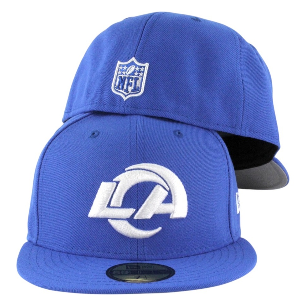 Los Angeles Rams Blue with White LA Logo Patch New Era 59FIFTY Fitted Hat