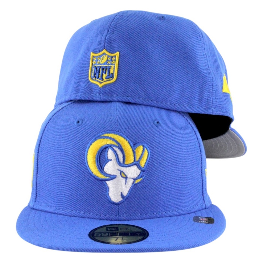 Los Angeles Rams Blue with Ram Logo LA Patch New Era 59FIFTY Fitted Hat