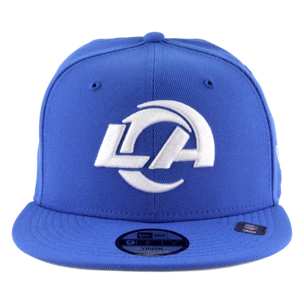 Youth Los Angeles Rams Blue with White LA Logo New Era 9FIFTY Snapback Hat