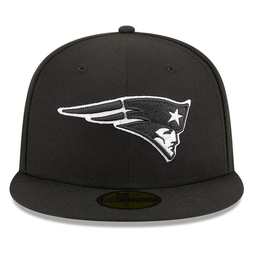 New England Patriots Black and White Super Bowl XXXVI Patch Era 59FIFTY Fitted Hat