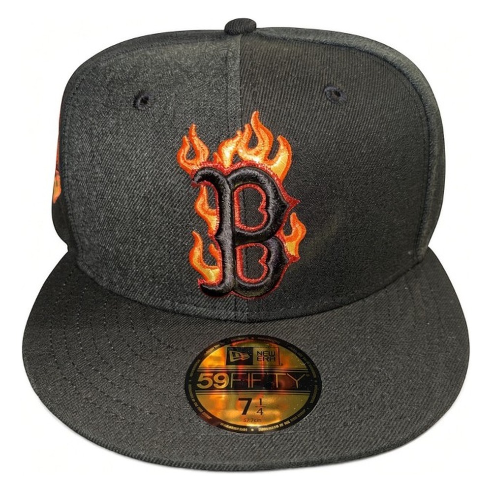 Boston Red Sox Black Pinwheel Fenway Park 90th Anniversary Patch New Era 59FIFTY Fitted Hat