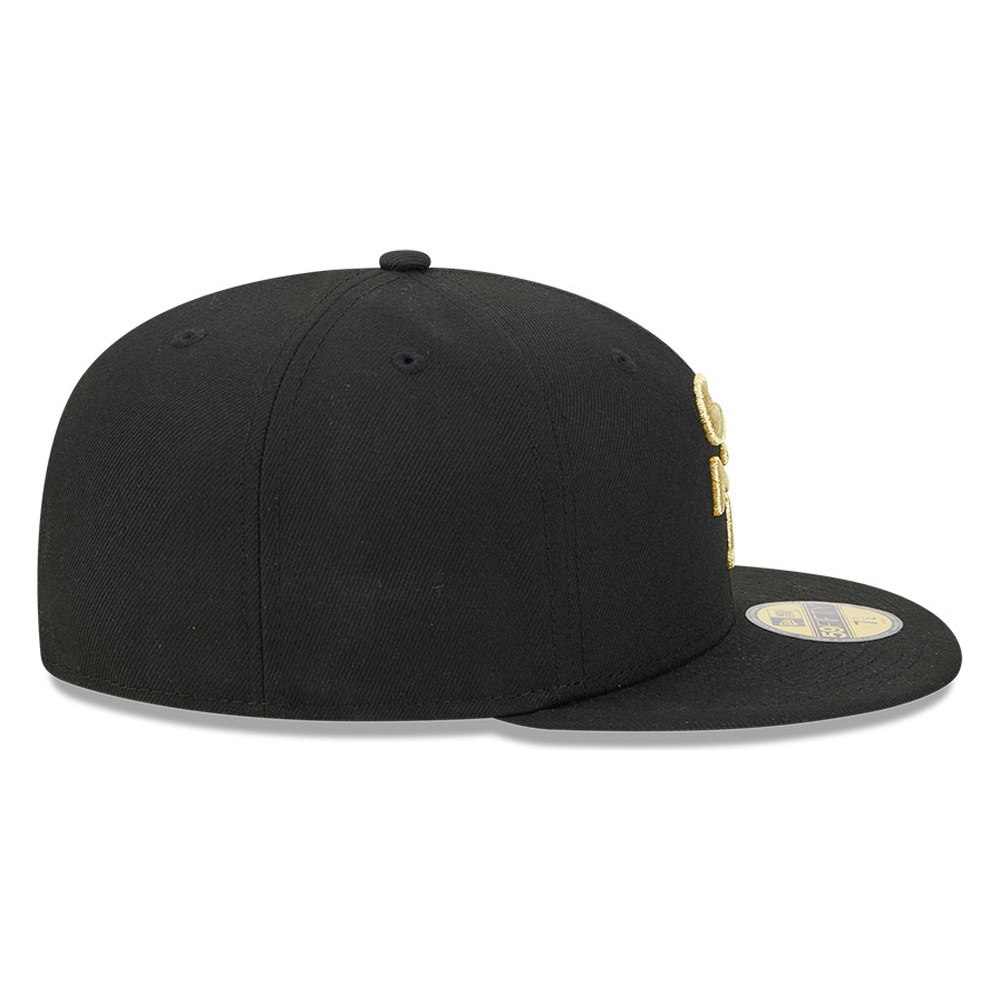 San Francisco 49ers Black Rivalries Fan Pack Side Script New Era 59FIFTY Fitted Hat