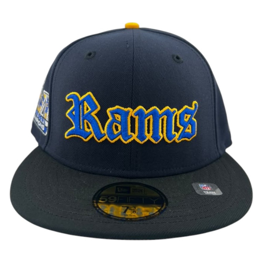 Los Angeles Rams Navy and Black Old English Super Bowl LVI Champions New Era 59FIFTY Fitted Hat
