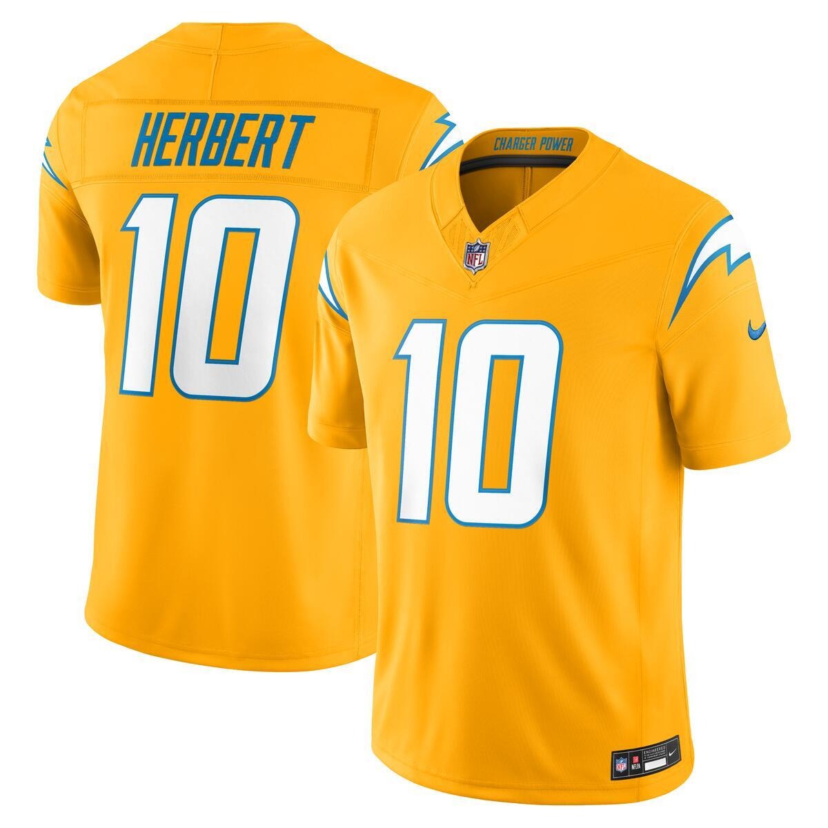 Los Angeles Chargers Justin Herbert Gold Alternate Nike Vapor F.U.S.E Stitched Limited Jersey