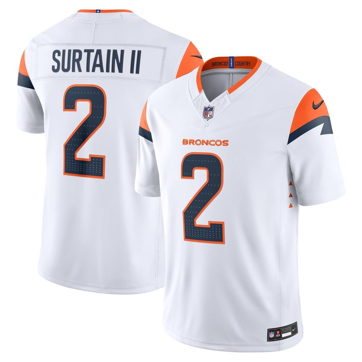 Denver Broncos Patrick Surtain II White Road Nike Vapor F.U.S.E Stitched Limited Jersey
