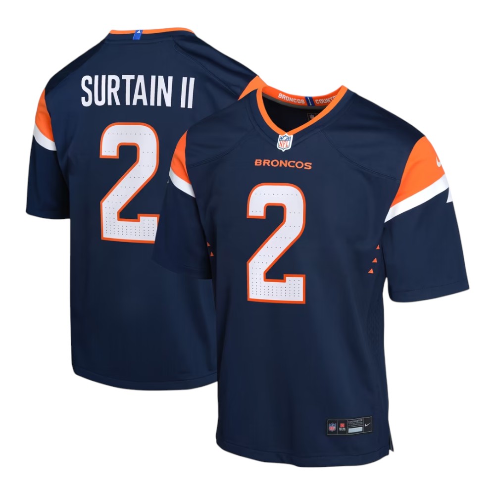 Youth Denver Broncos Patrick Surtain II Navy Alternate Nike Game Jersey