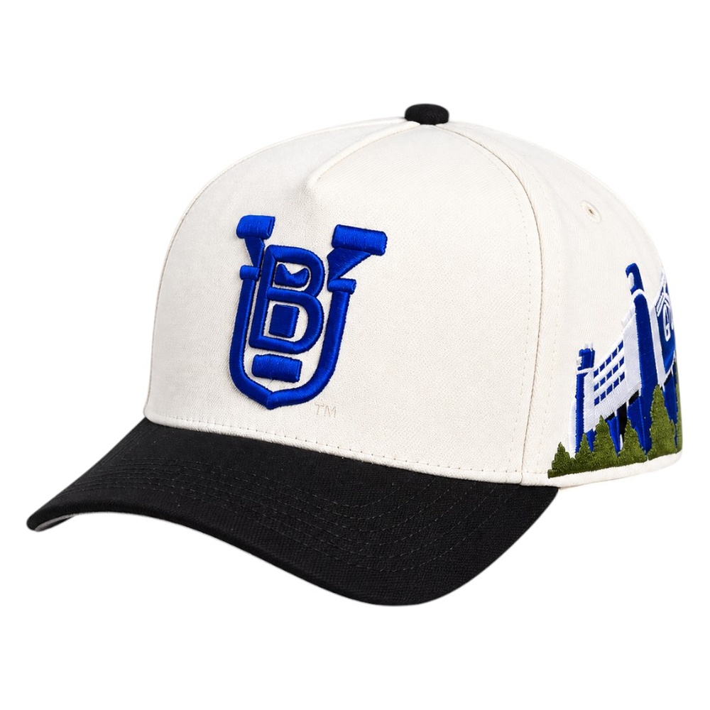 BYU Cougars Cream and Black Side Stadium Woodn Grail Snapback Hat