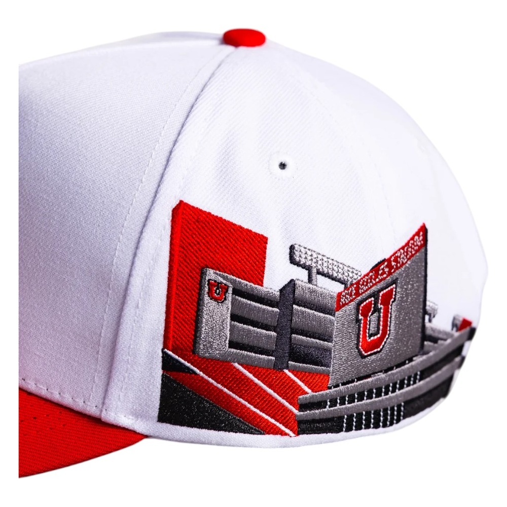 Utah Utes White and Red Side Stadium Woodn Grail Snapback Hat